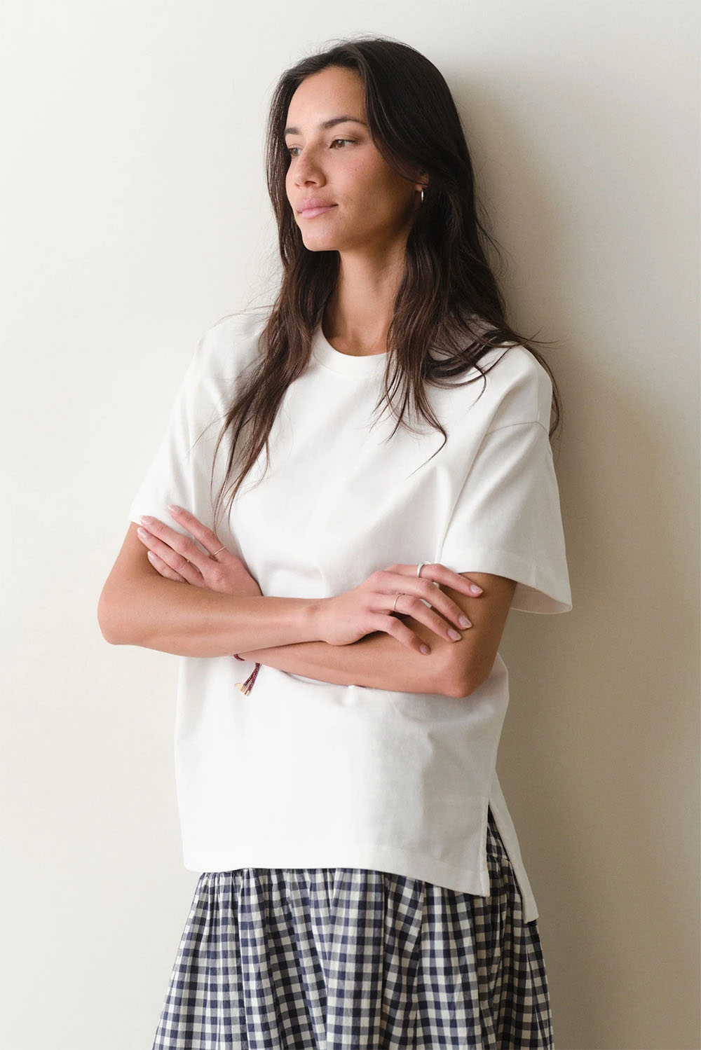 marine layer luxe oversized crew tee white front 