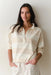 marine layer luxe polo tee cream stripe front