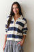 marine layer luxe polo tee navy stripe front