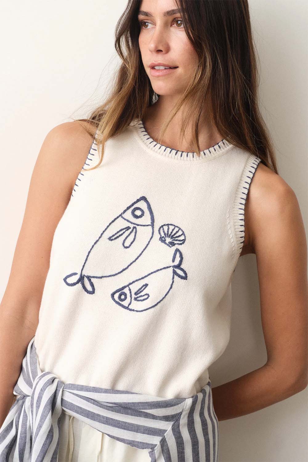 marine layer marisol sweater tank pescare detail
