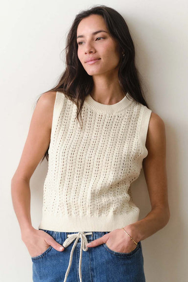 marine layer mina sweater tank cream front