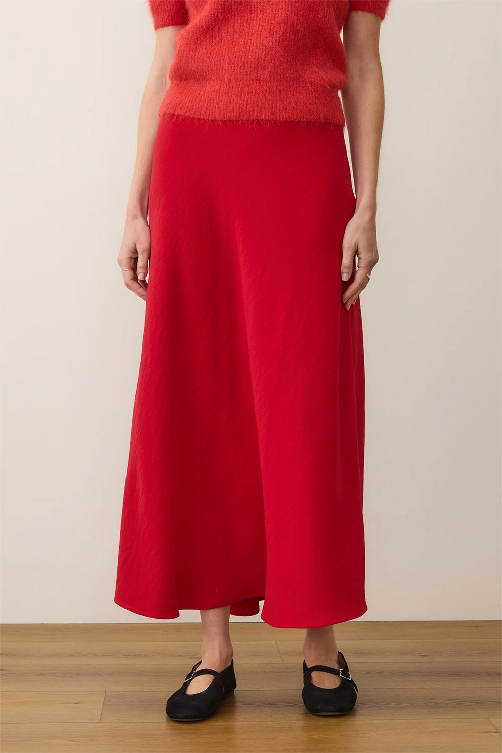 marine layer natalia circle skirt cherry red profile