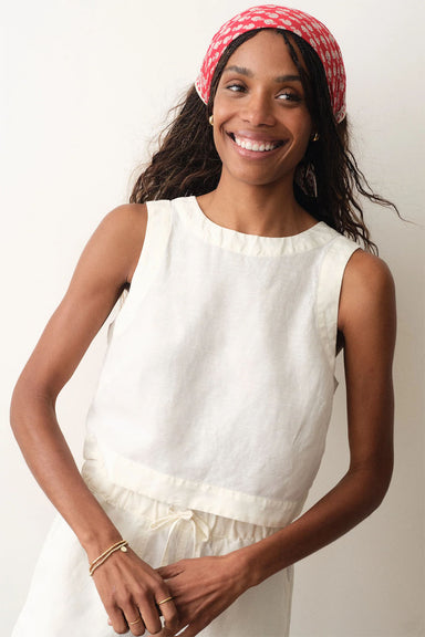 marine layer quinn linen tank antique white front