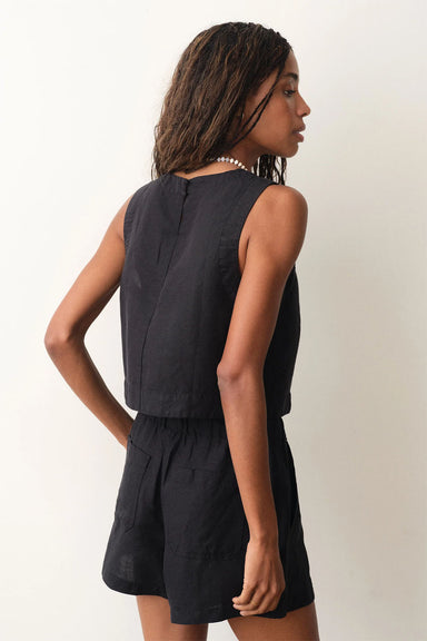 marine layer quinn linen tank black back
