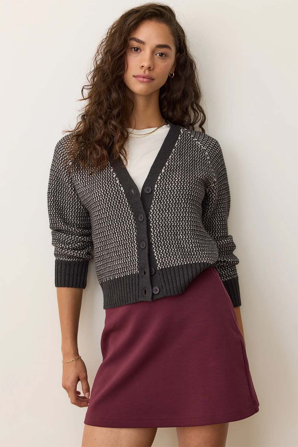 Marine Layer - Robin Cardigan - Black/White - Front