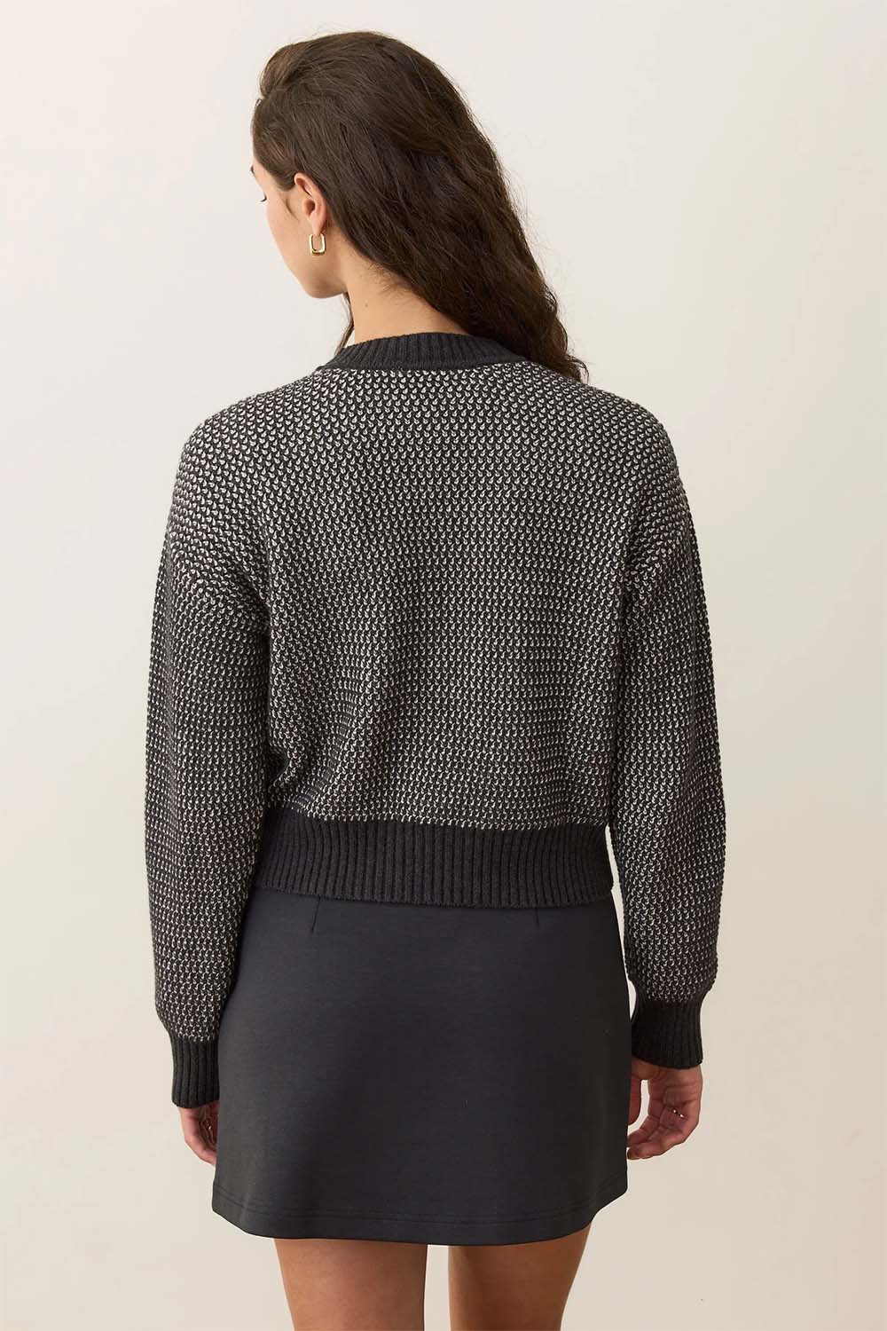 Marine Layer - Robin Textured Crewneck - Black/White - Back