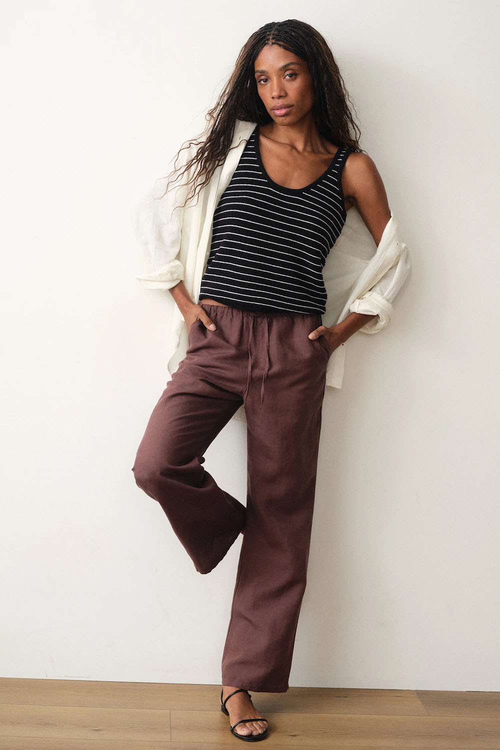 marine layer siena sweater tank neutral stripe 