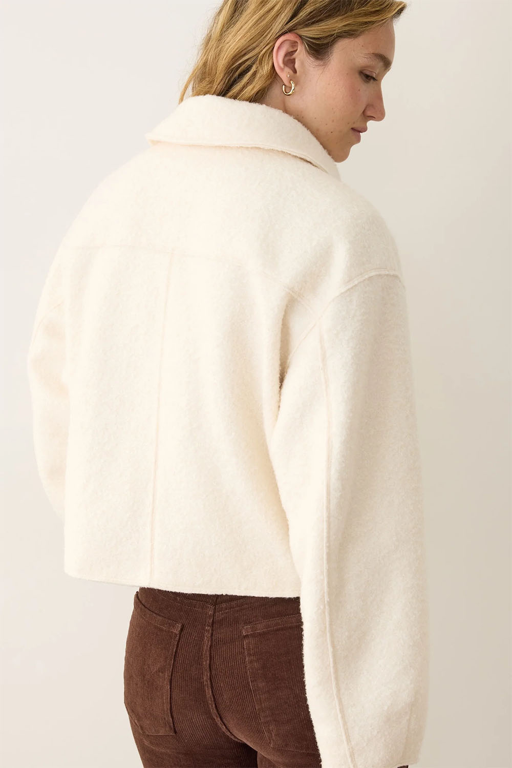 Marine Layer - Sloane Boucle Crop Jacket - Cream - Back