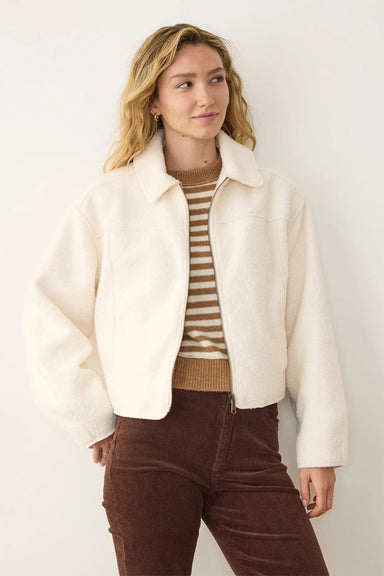 Marine Layer - Sloane Boucle Crop Jacket - Cream - Profile