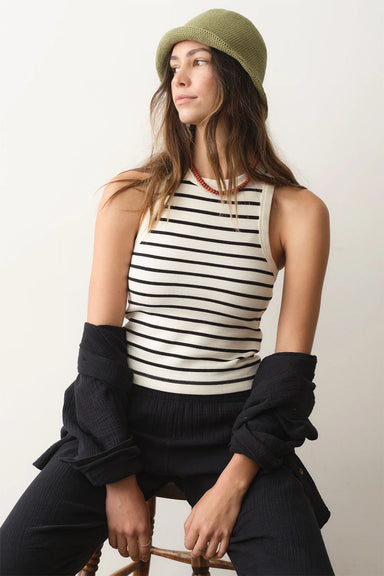 marine layer stripe lexi rib sun in crop tank cream black stripe profile