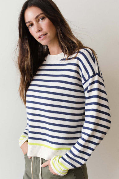 marine layer suki rollneck sweater navy stripe side