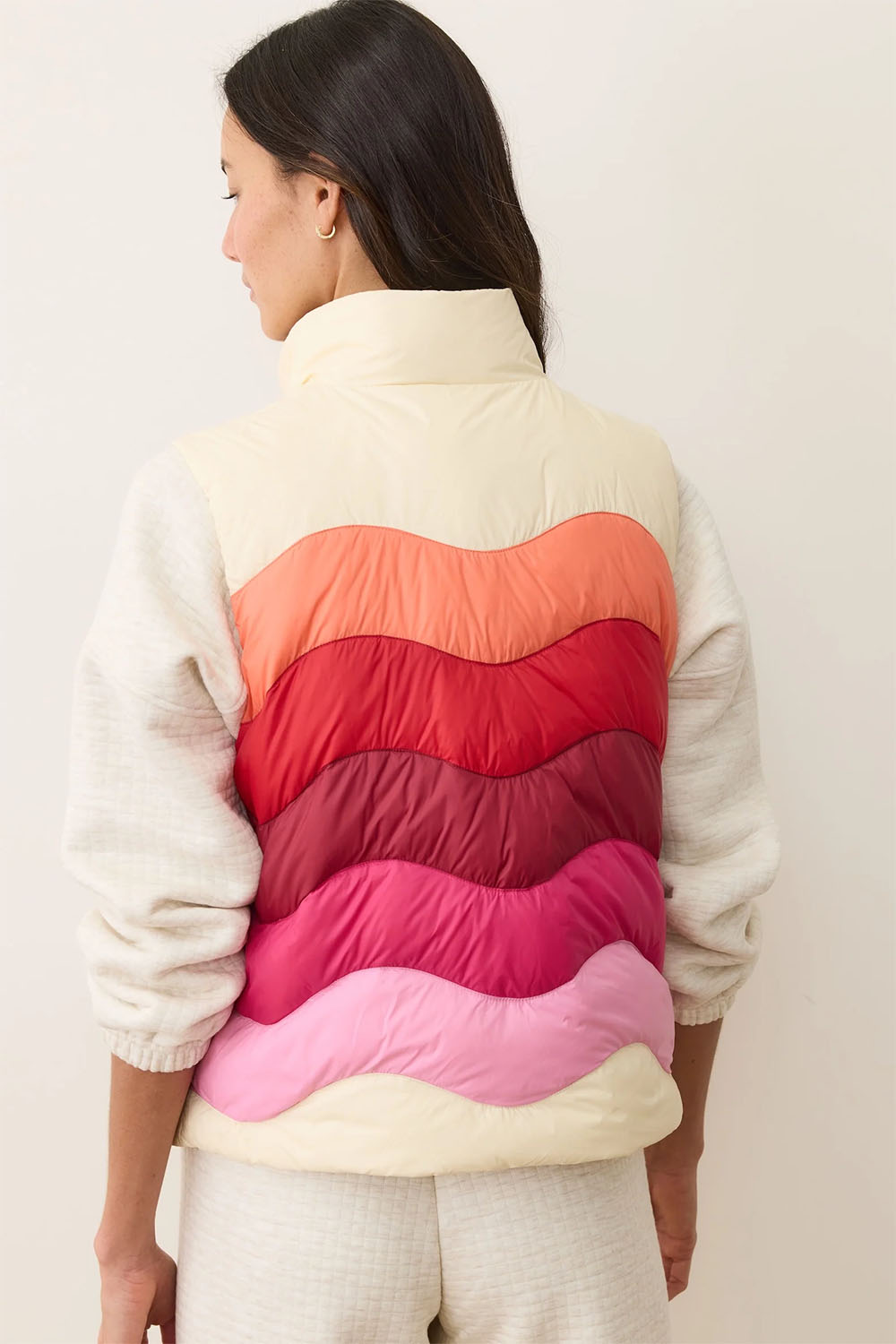 marine layer sunset puffer vest warm wave back