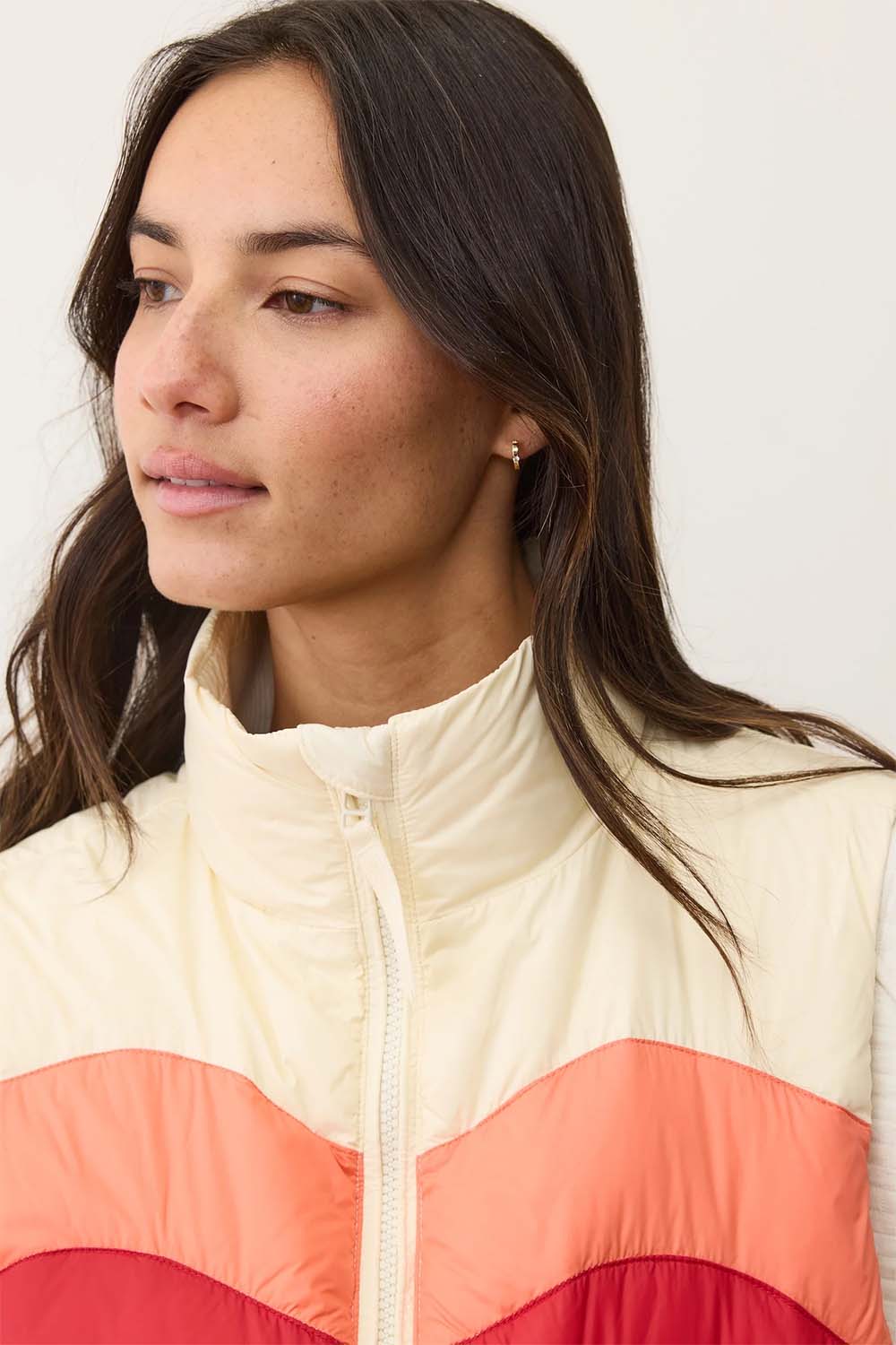 marine layer sunset puffer vest warm wave detail