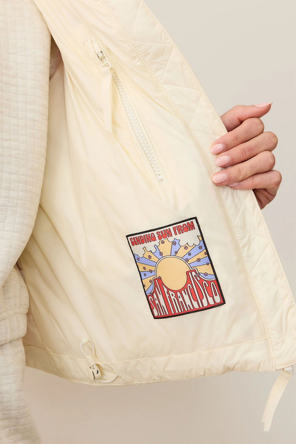 marine layer sunset puffer vest warm wave inside