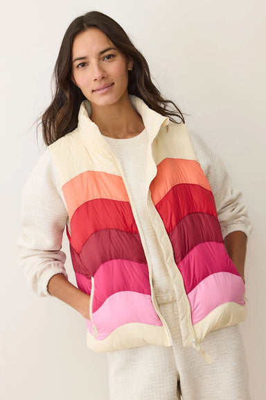 marine layer sunset puffer vest warm wave profile