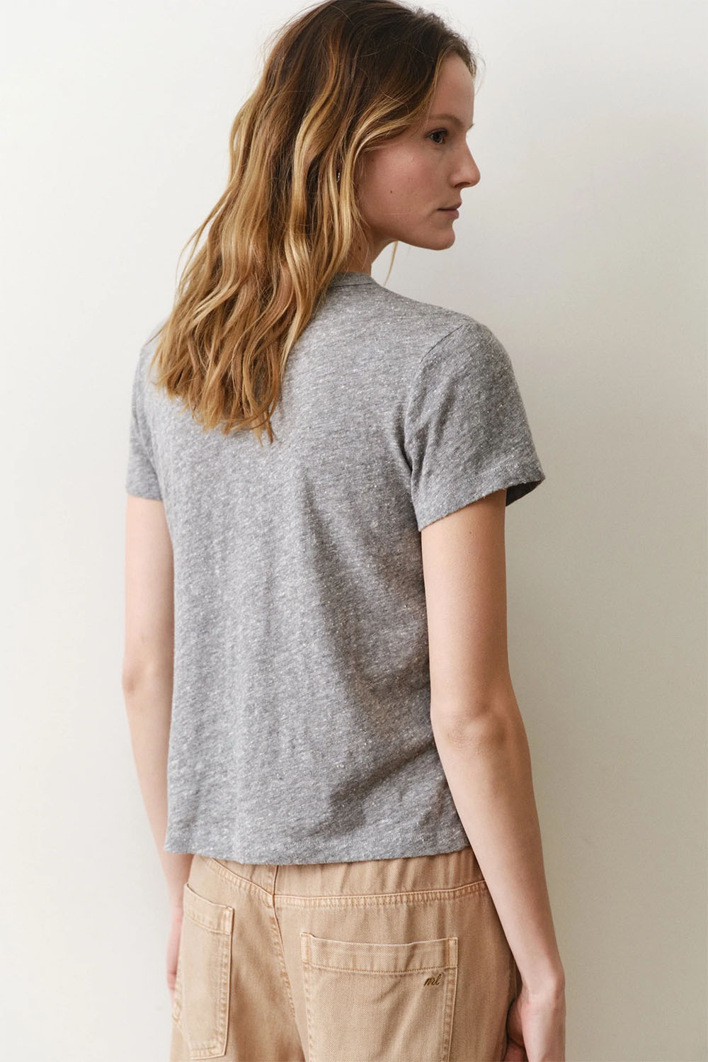 marine layer tried & true crew tee heather grey back