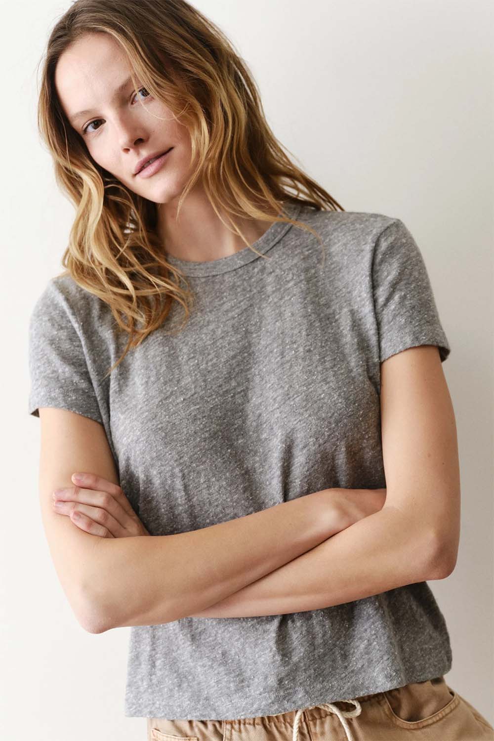 marine layer tried & true crew tee heather grey profile