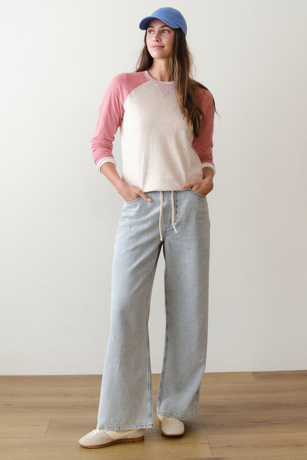 marine layer varsity raglan poppy