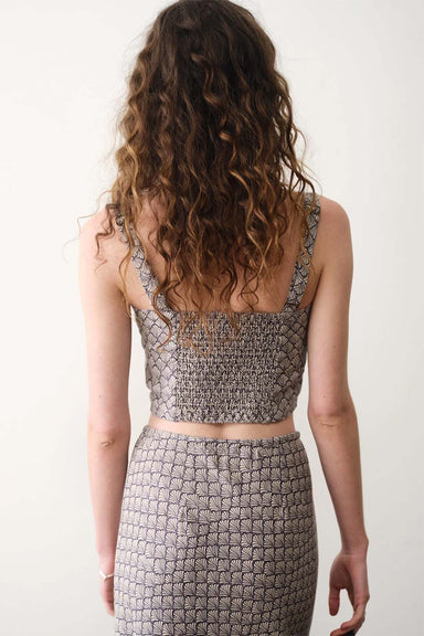 marine layer zoe printed hemp tank navy seashell back