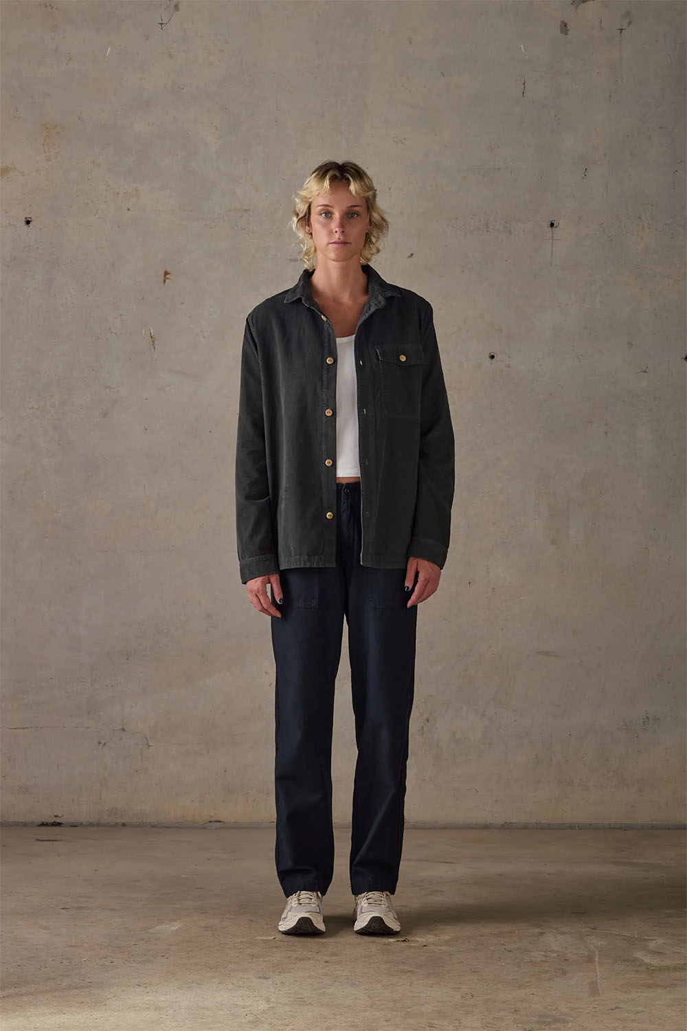 mctavish cord shirt slate front