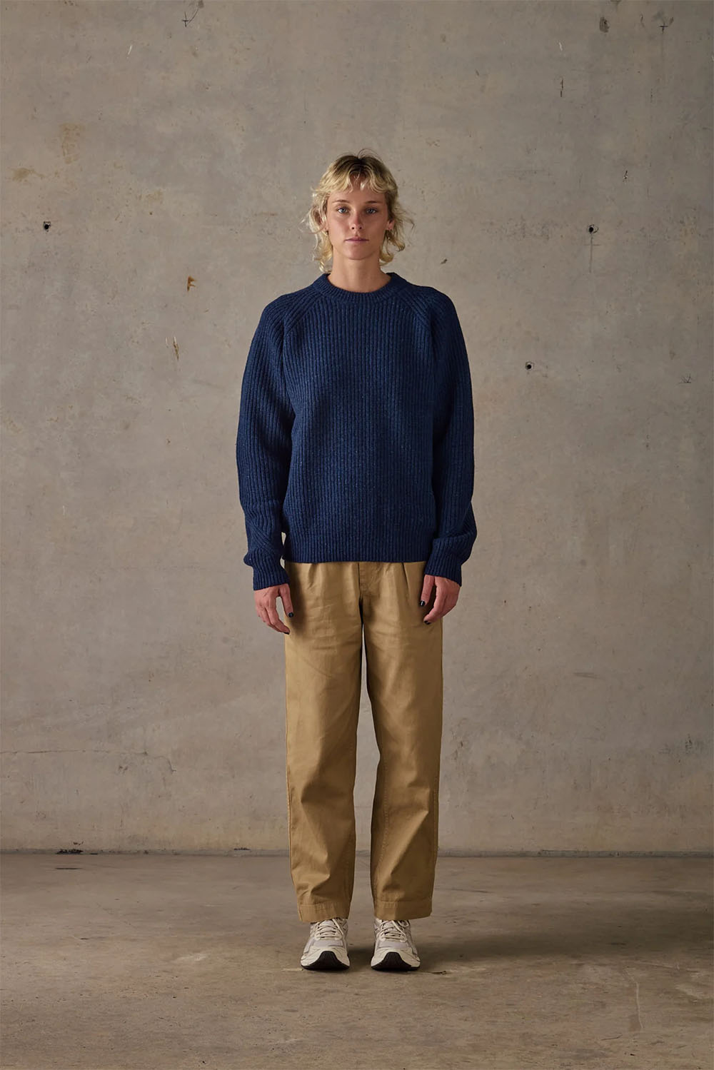 mctavish fisherman merino knit dark blue front