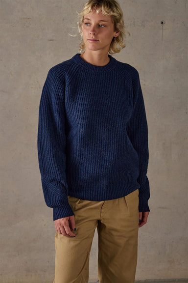 mctavish fisherman merino knit dark blue profile