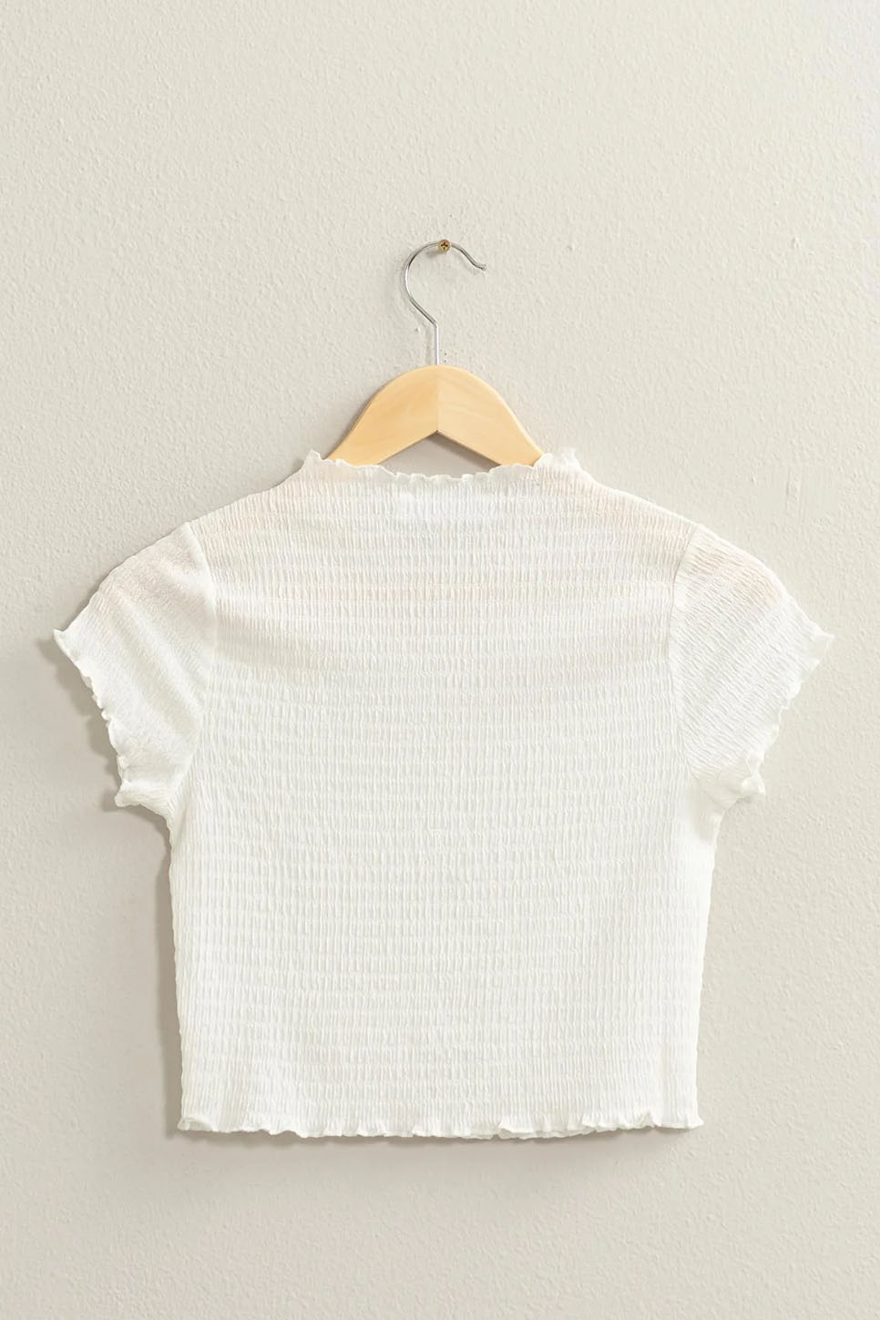 Double Zero - 00 Lettuce Hem Crop Top - Off White - Back