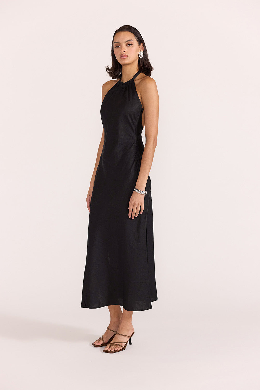 Staple the Label - Amana Halter Bias Dress - Black - Side