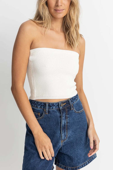 Rhythm - Spirit Strapless Knit Top - White - Front