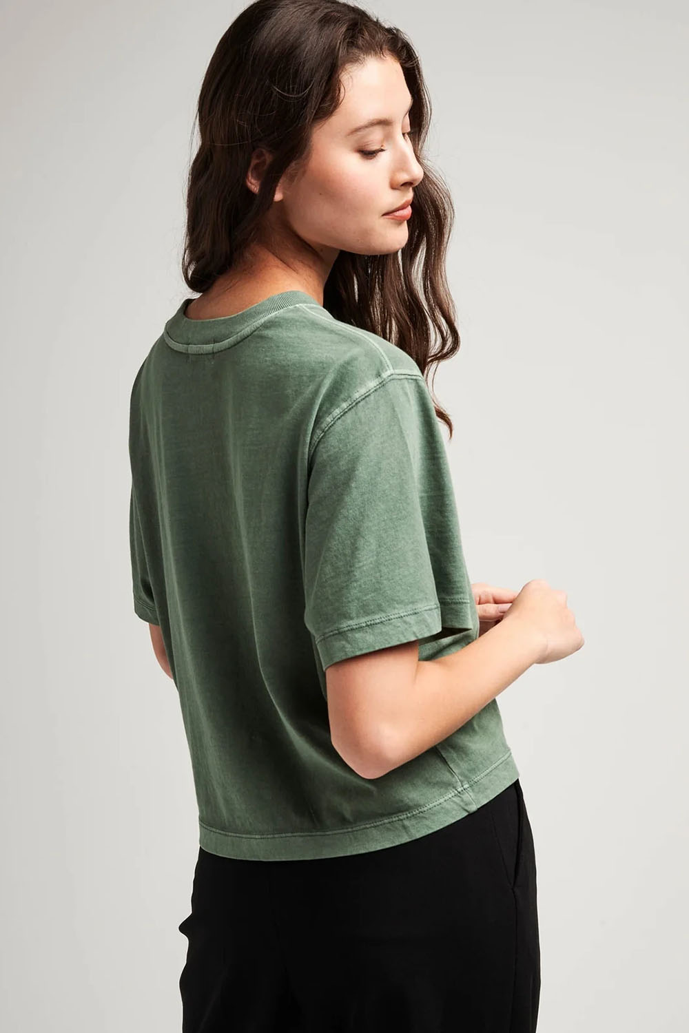 Richer Poorer - Relaxed SS Crop - Sage Leaf - Back