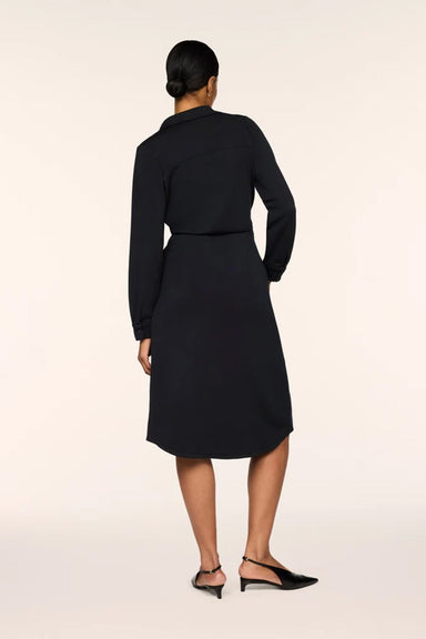 spanx tie-waist midi shirt dress very black back