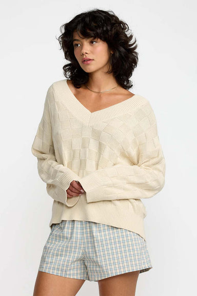 RVCA - Harmoney V Neck Sweater - Sand - Front