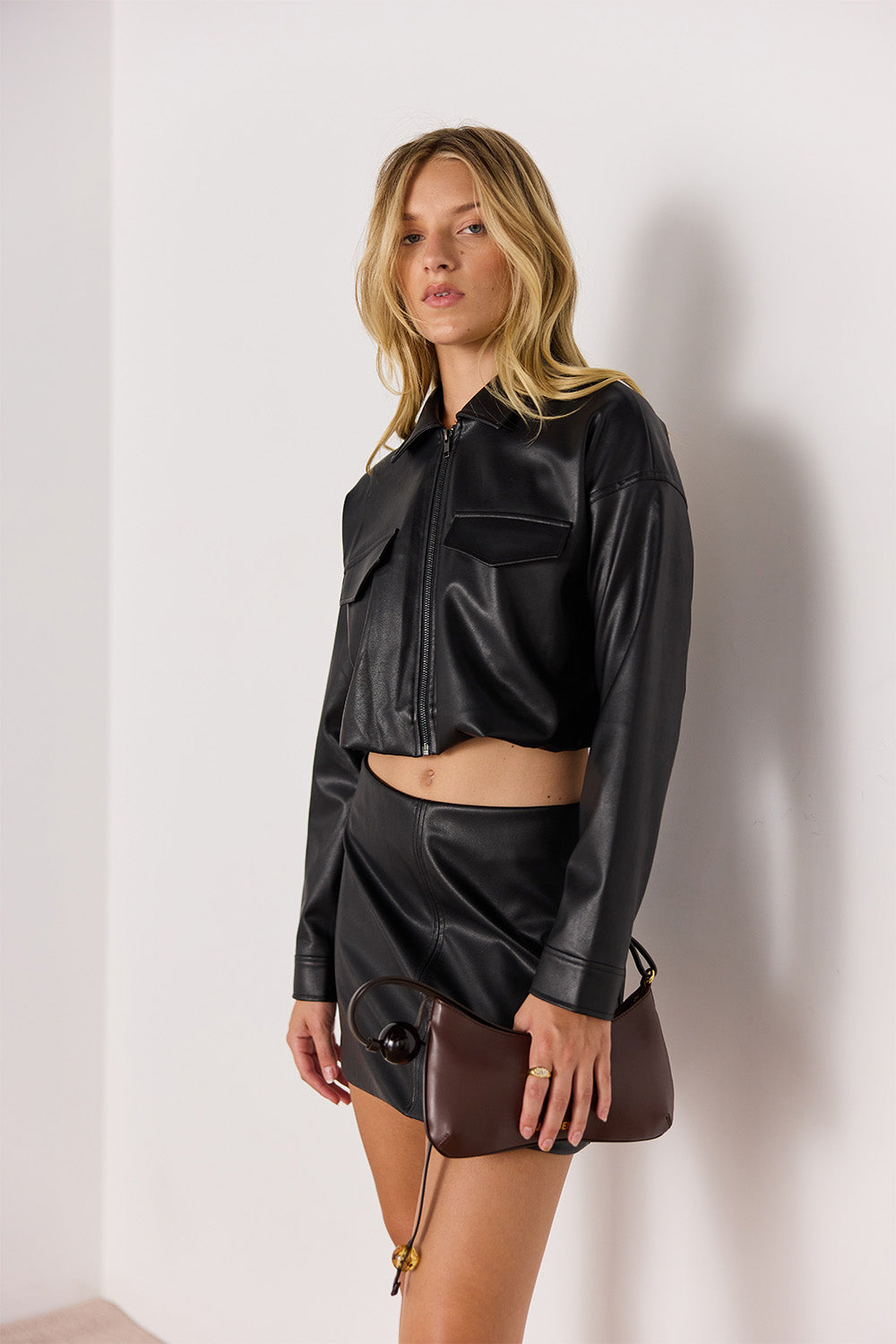 Mink Pink - Melina Faux Leather Jacket - Black