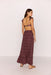 minkink sierra ruffle hem maxi skirt burgundy floral back