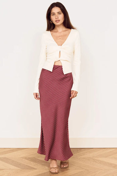 minkpink-bleeker-bias-midi-skirt-wine-stripe-front