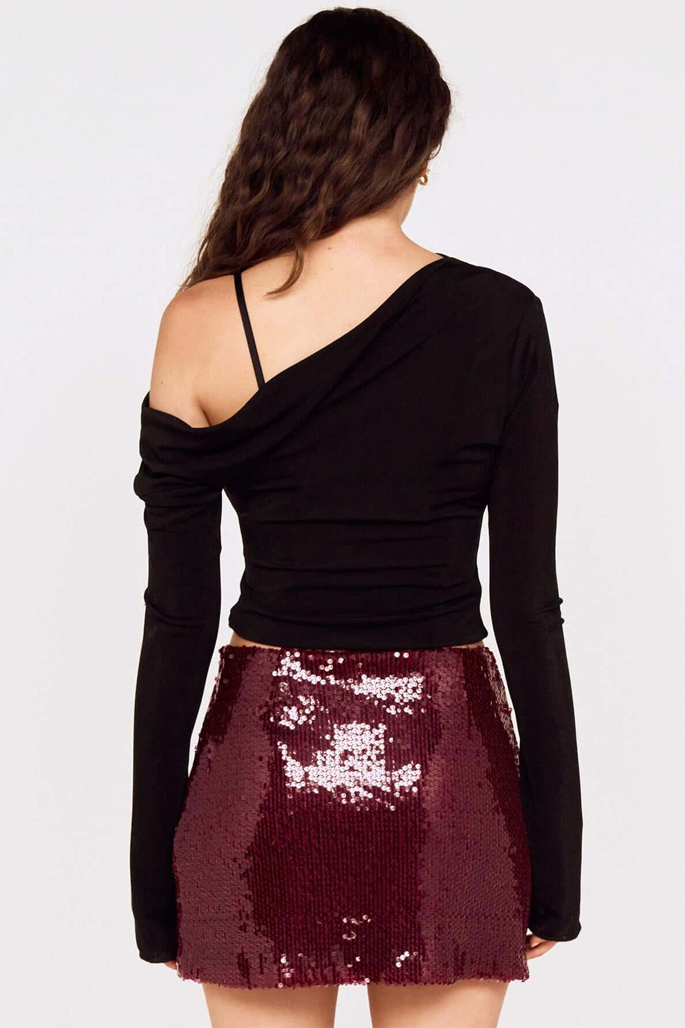 minkpink agnes mini skirt wine back