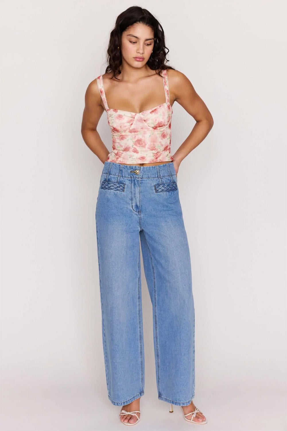 minkpink camille mesh bustier pink floral front