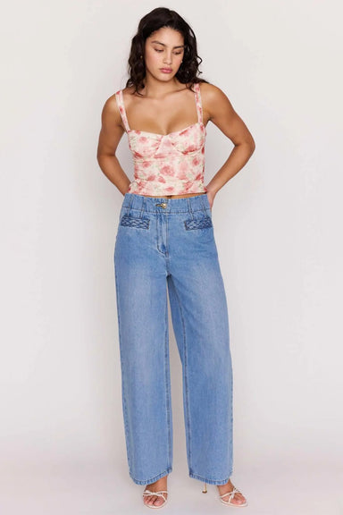 minkpink camille mesh bustier pink floral front