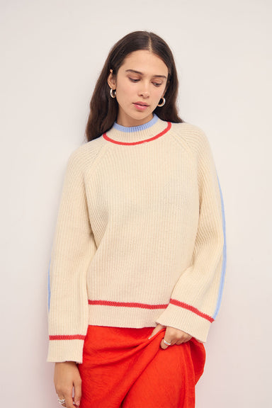 minkpink ivana contrast tipping knit top cream