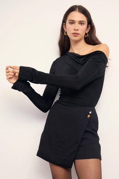 minkpink maren assym top black front