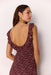 minkpink sierra ruffle strap mini dress burgundy floral back detail