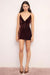 minkpink sonja velvet mini dress chocolate front