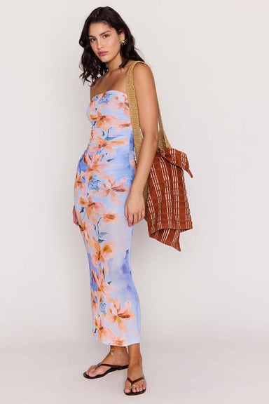 minkpink sunspell mesh midi dress watercolour floral side