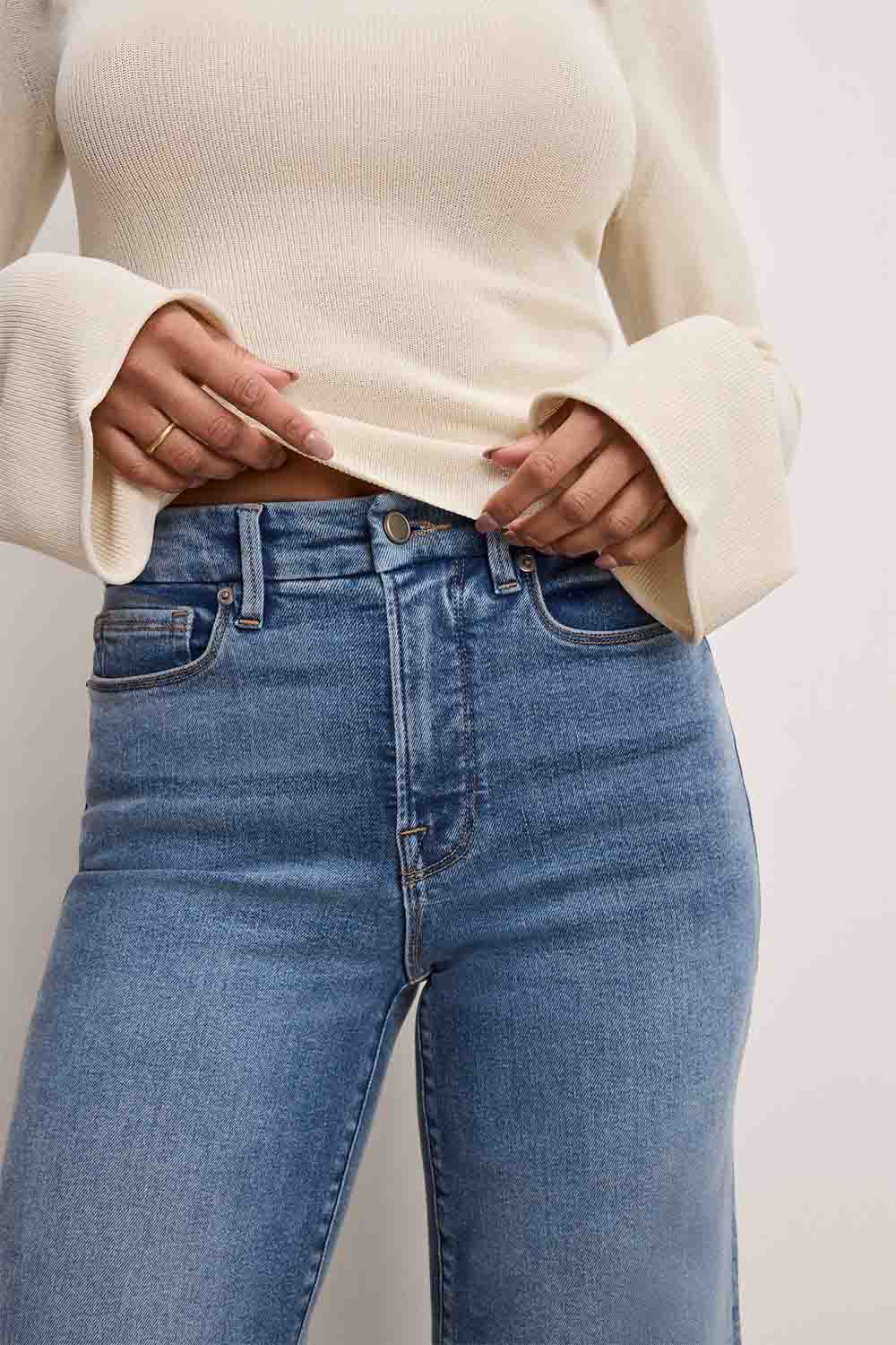 Good American - Good Waist Palazzo Light Jeans - Indigo - Detail