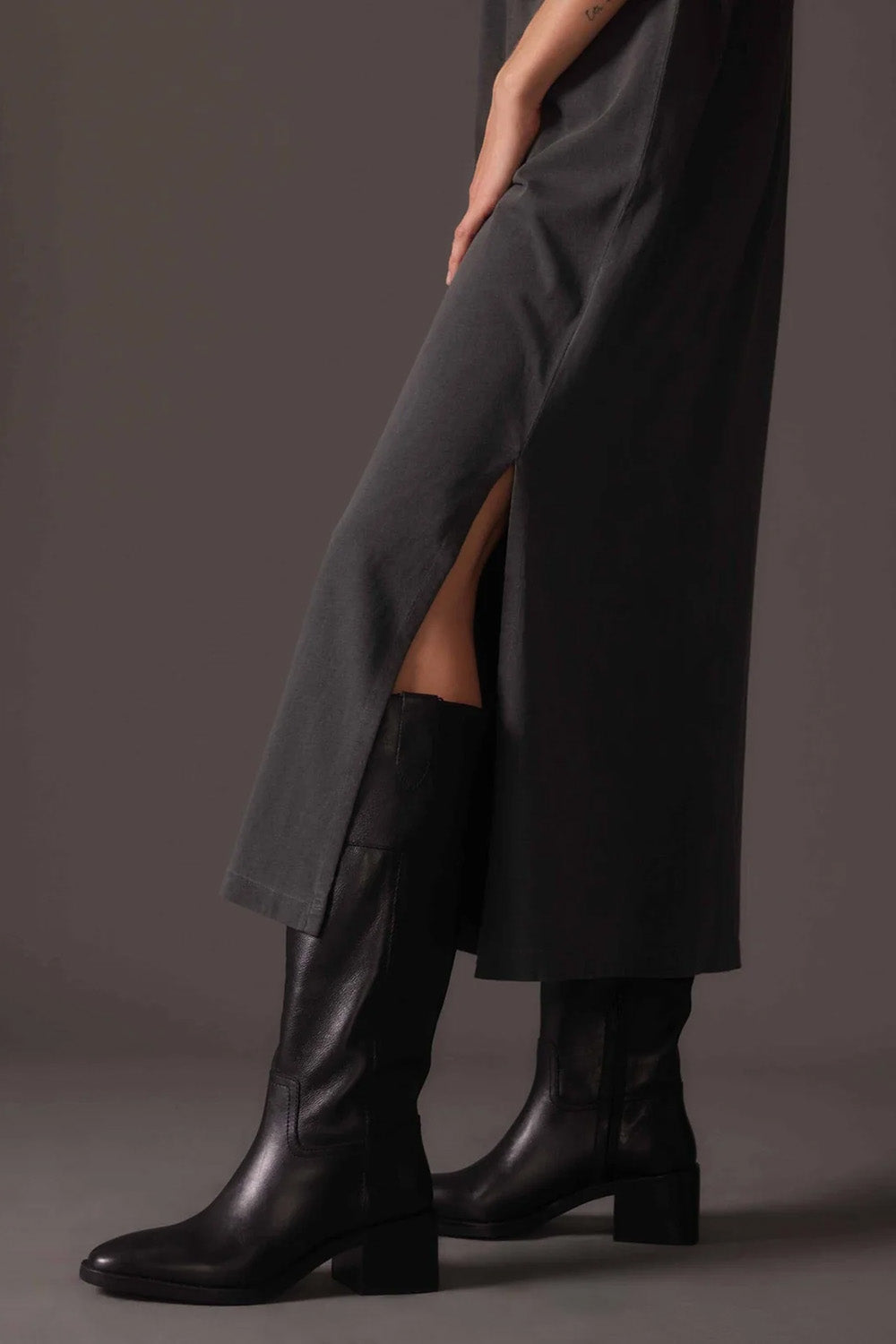 Richer Poorer - Relaxed Tee Dress - Stretch Limo - Slit Detail