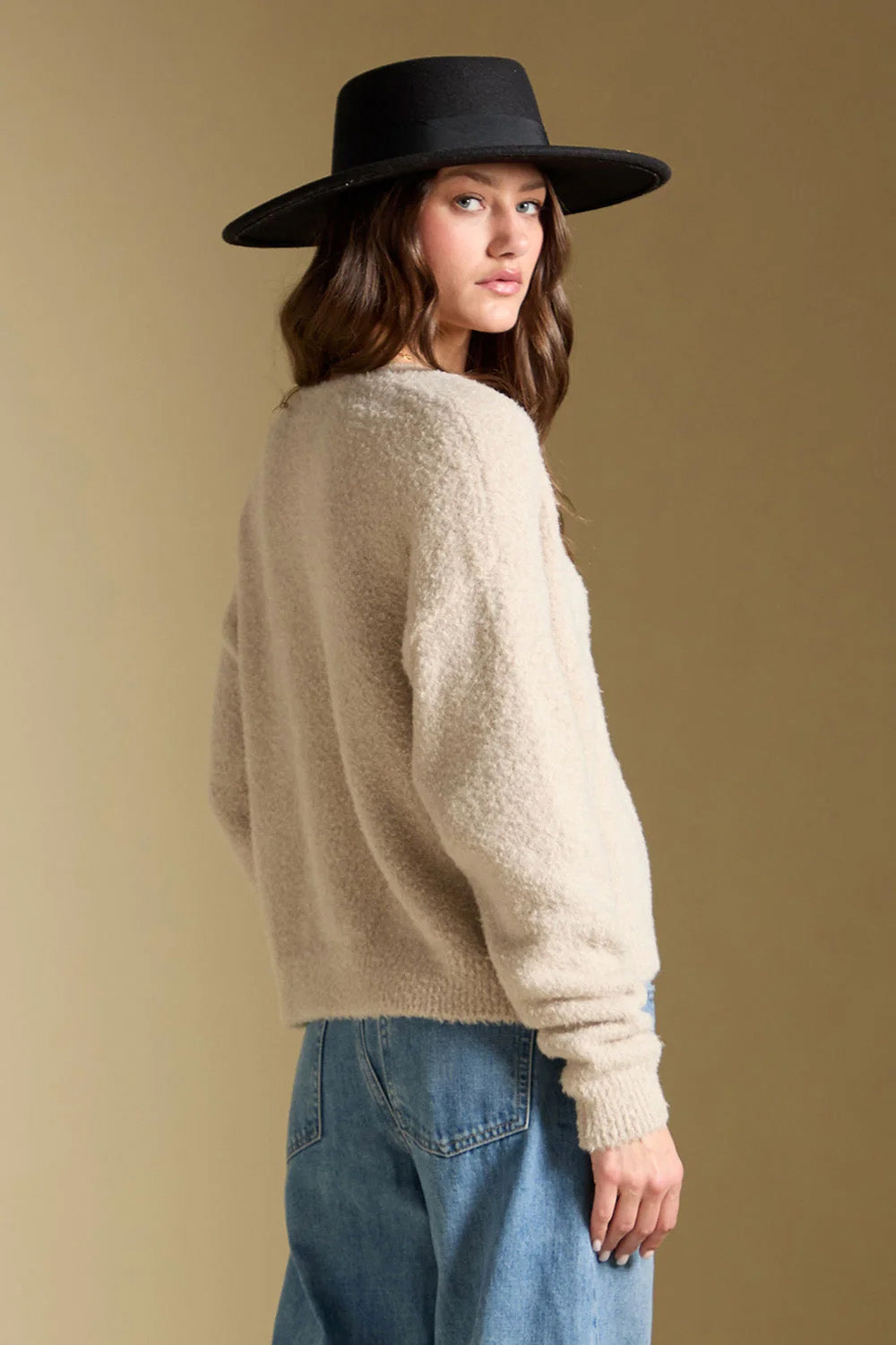 Saltwater Luxe Dovere Sweater in Natural — Back view