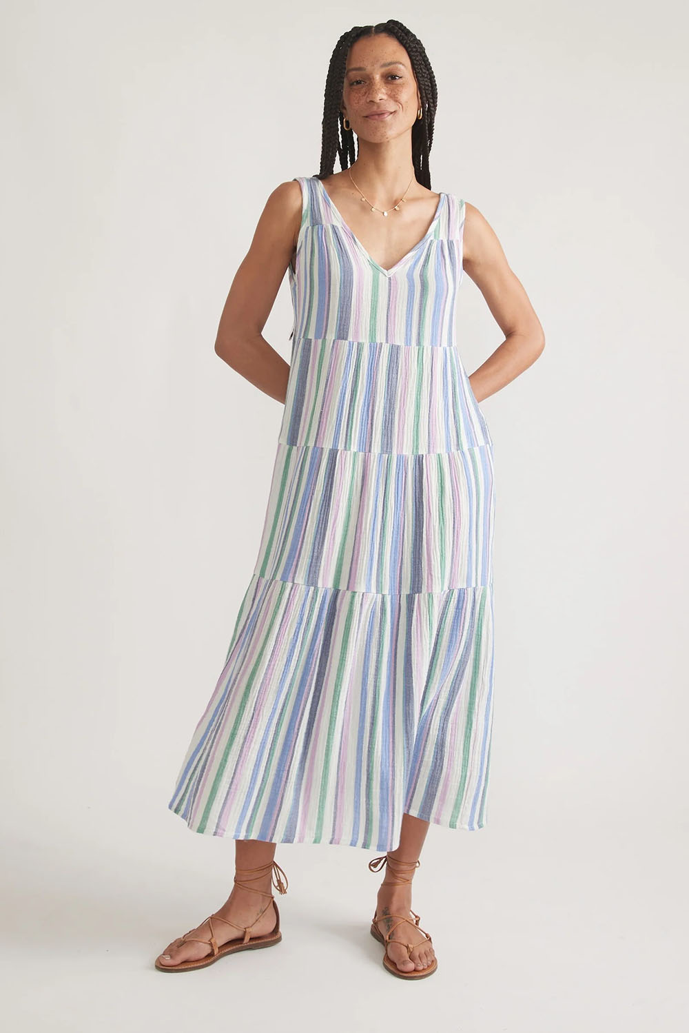 Marine Layer - Corinne Maxi Dress - Multi Cool Stripe - Front