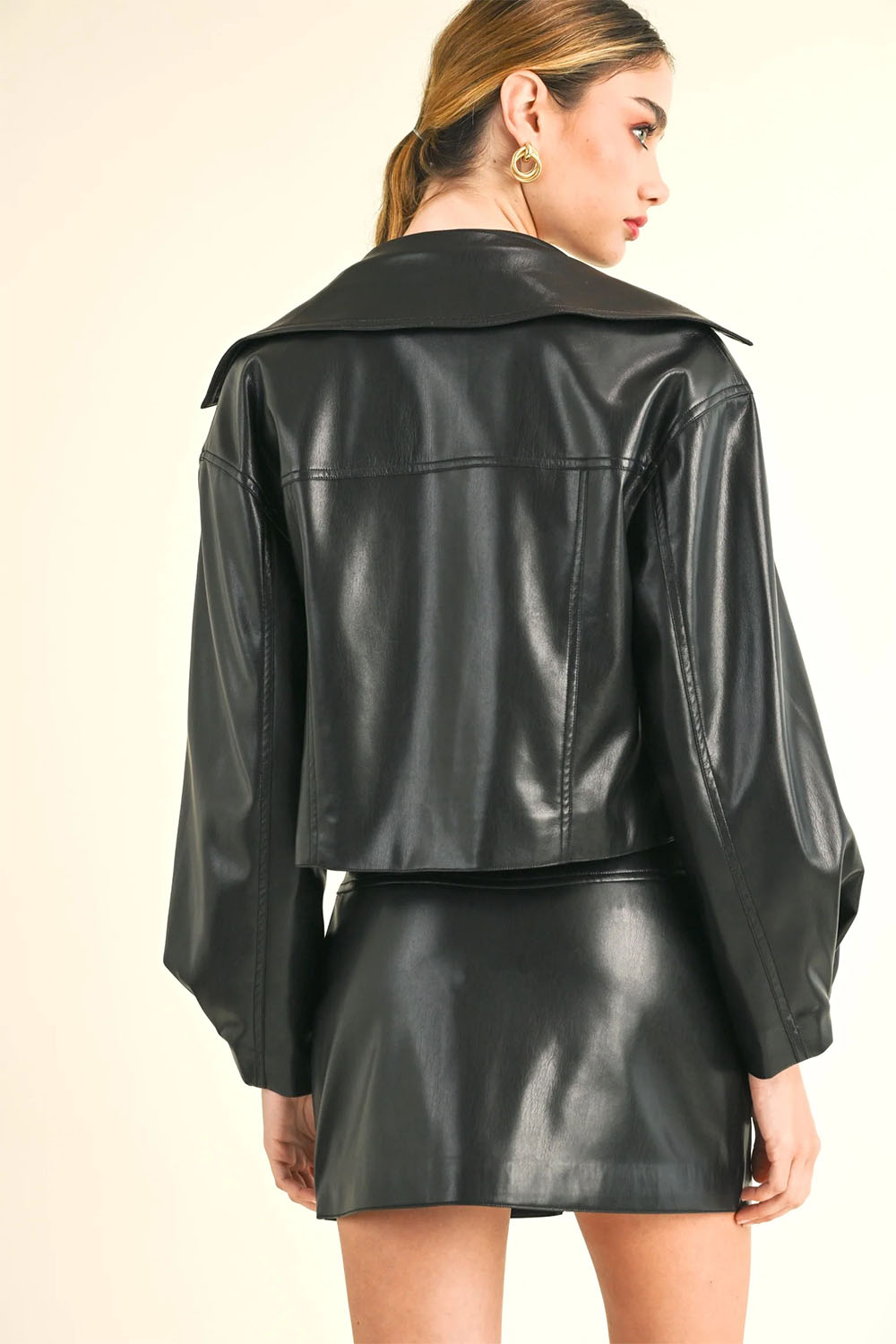 Reset by Jane - Megan Leather Jacket - Black - Back