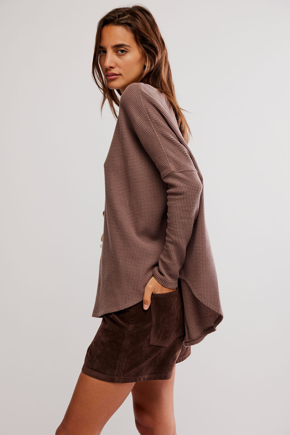 Free People - Latte Blue Thermal Solid - Leafless Tree - Side