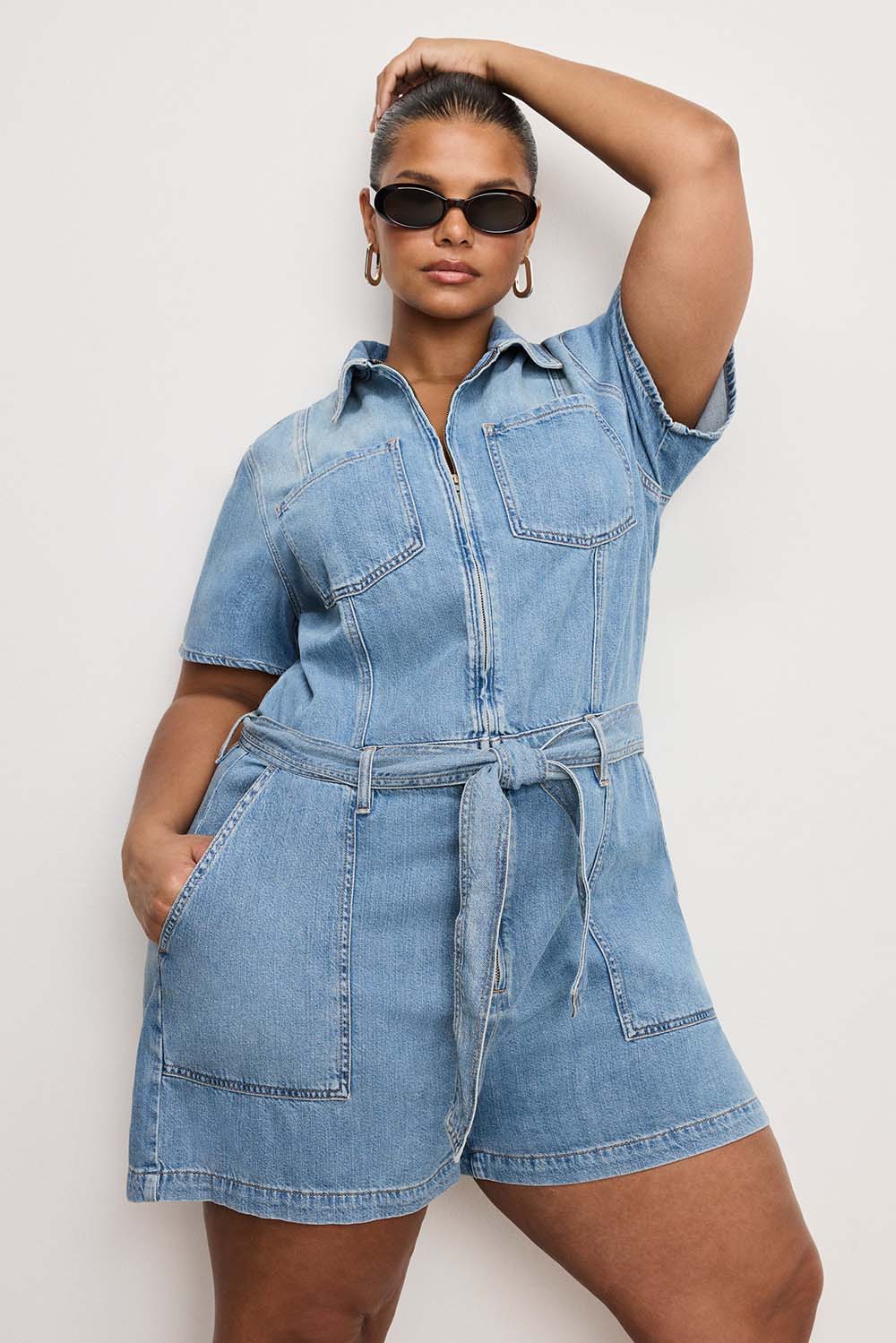Good American - Fit For Success Jumpsuit - Indigo - Front